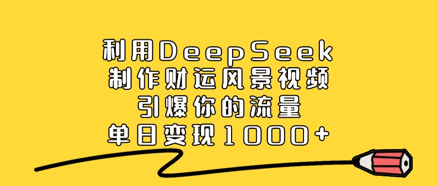 利用DeepSeek制作财运风景视频，引爆流量，单日变现1000+-会创网