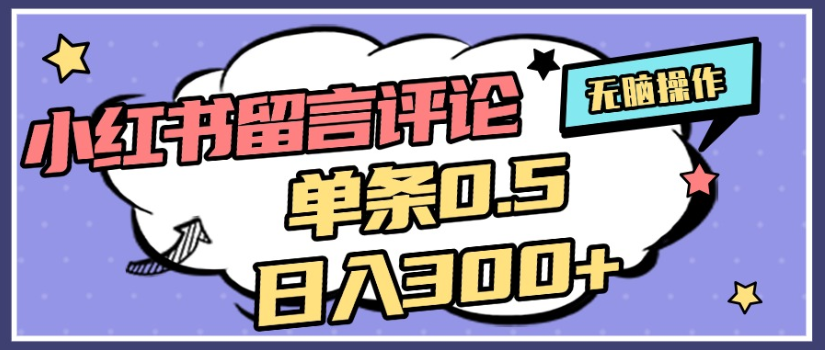 2025年最新小红书评论单条0.5元，日入300＋，无上限，详细操作流程-会创网