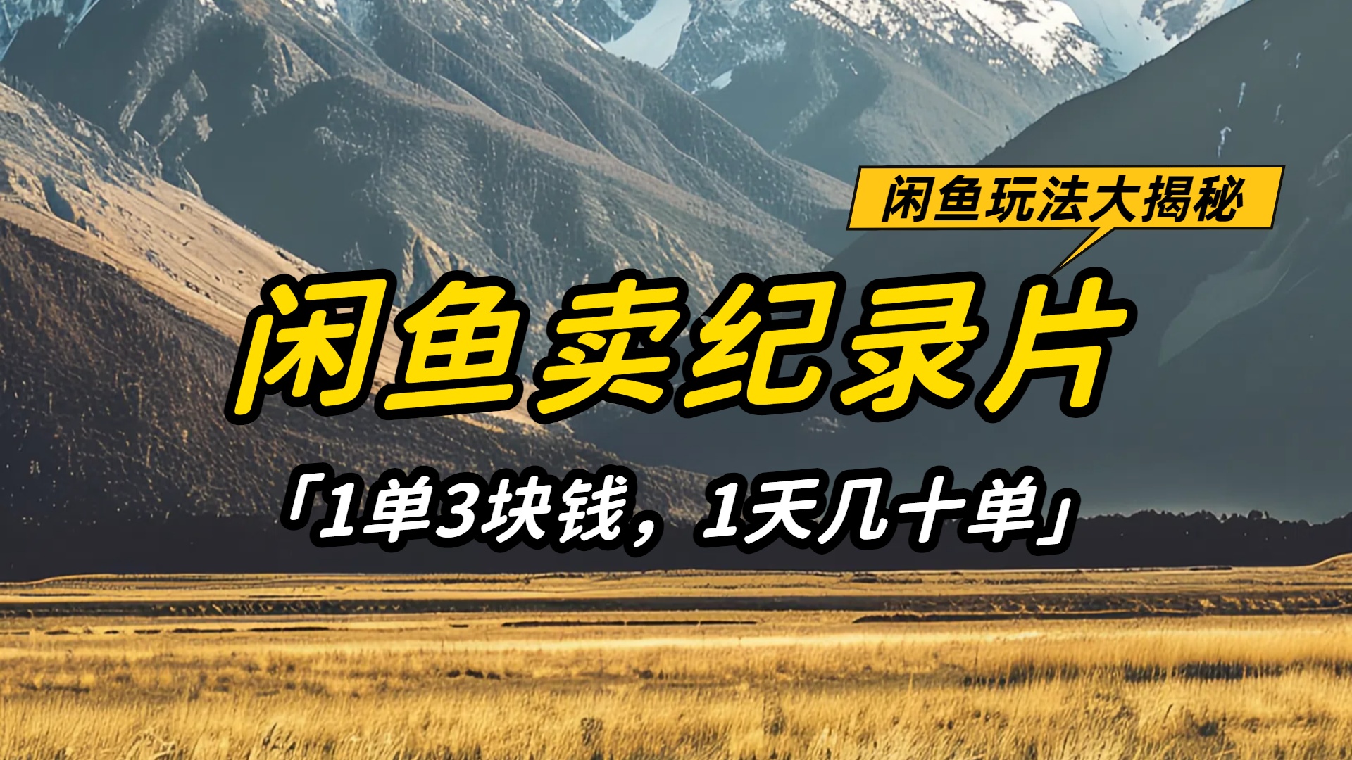 闲鱼卖纪录片1单3块钱，1天几十单，项目稳定有潜力-会创网