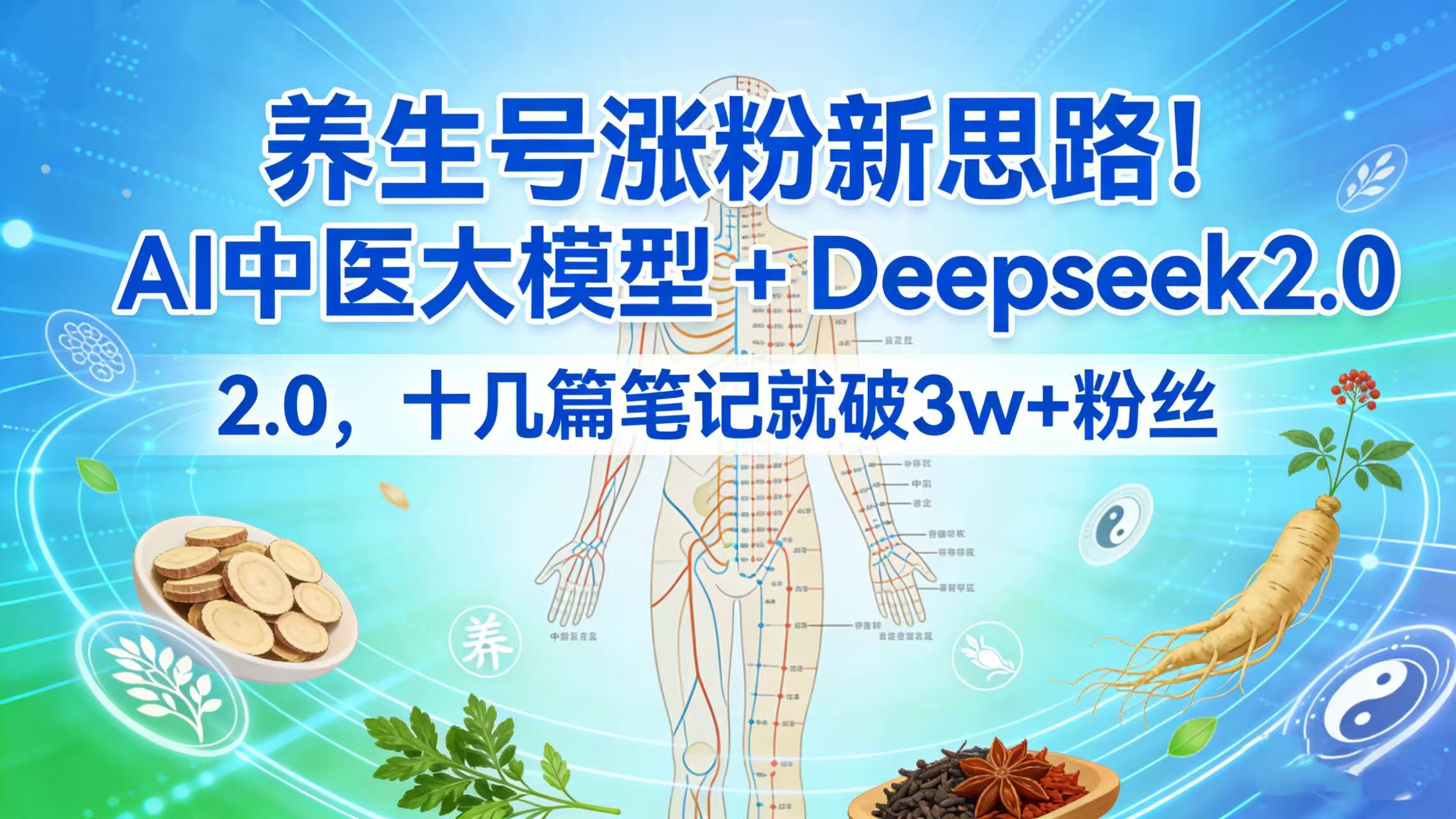 养生号涨粉新思路！AI 中医大模型 + Deepseek 2.0，十几篇笔记就破 3w + 粉丝-会创网